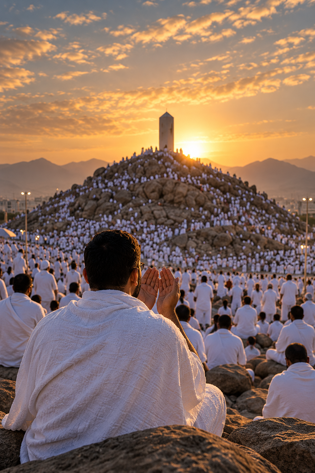 Betender Pilger vor dem Berg Arafat